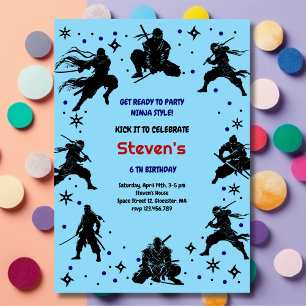 Invitación Cumpleaños infantil al estilo ninja