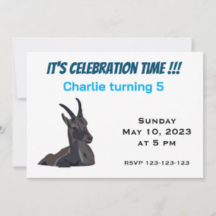 Invitación Cumpleaños infantil Cabra Ibex Arte 