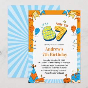 Invitación Cumpleaños Infantil Colorido De 6 a 7 Años