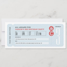 Invitación Cumpleaños infantil con billete de tren