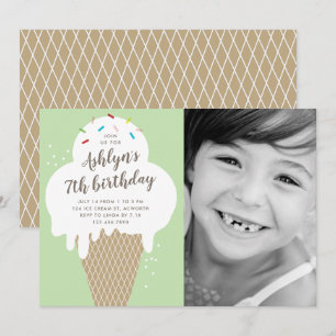 Invitación Cumpleaños infantil con cono de helado