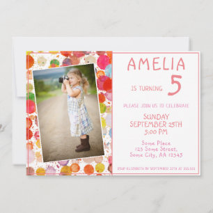 Invitación Cumpleaños infantil con manchas coloridas lindas