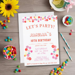 Invitación Cumpleaños Infantil con Manchas de Acuarela Colori