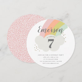 Invitación Cumpleaños infantil con nube de arcoíris pastel