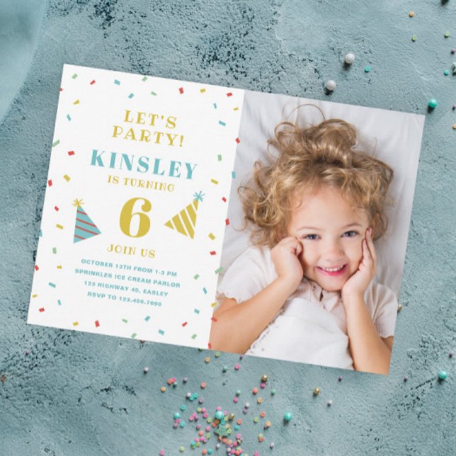 Invitación Cumpleaños infantil con sprinkles coloridos modern (Subido por el creador)