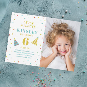 Invitación Cumpleaños infantil con sprinkles coloridos modern