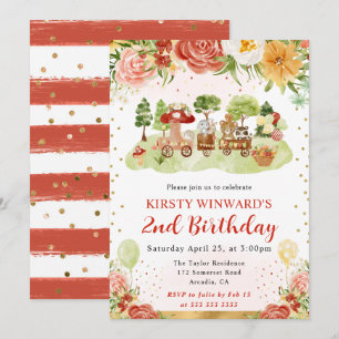 Invitación Cumpleaños infantil de animales del bosque con acu