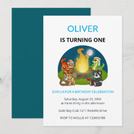 Invitación Cumpleaños infantil de animales salvajes lindos fo