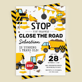 Invitación Cumpleaños infantil de camión de volquete de const