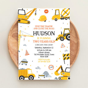 Invitación Cumpleaños infantil de camión de volteo de constru