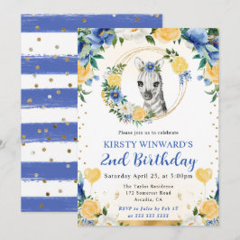 Invitación Cumpleaños infantil de cebra de jungla linda acuar