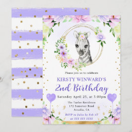 Invitación Cumpleaños infantil de cebra de jungla linda acuar