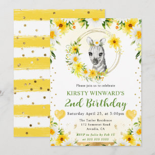Invitación Cumpleaños infantil de cebra de jungla linda acuar