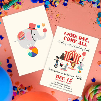 Invitación Cumpleaños infantil de circo carnaval colorido y l