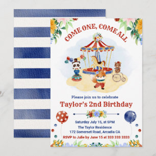 Invitación Cumpleaños infantil de circo de acuarela linda