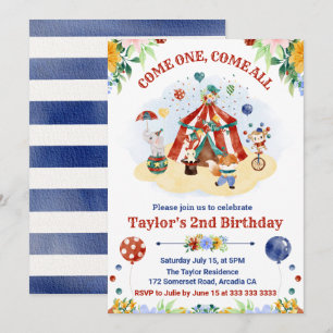 Invitación Cumpleaños infantil de circo de acuarela linda