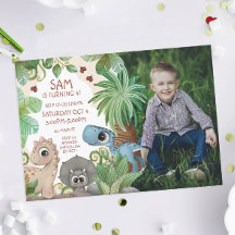 Cumpleaños infantil de dinosaurio con foto