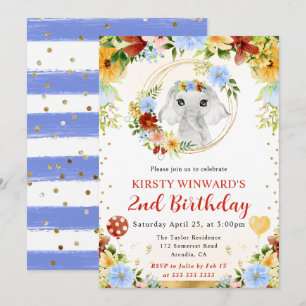 Invitación Cumpleaños infantil de elefante de jungla lindo ac