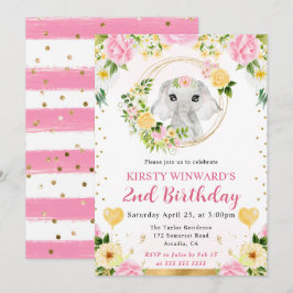 Invitación Cumpleaños infantil de elefante de jungla lindo ac