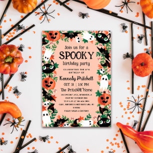 Invitación Cumpleaños infantil de Halloween espeluznante en r