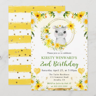 Invitación Cumpleaños infantil de hipopótamo de jungla lindo 