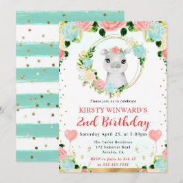 Invitación Cumpleaños infantil de hipopótamo de la jungla lin