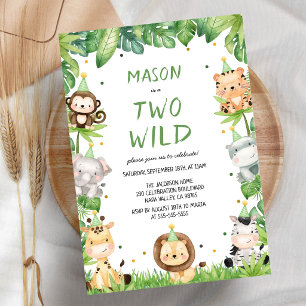 Invitación Cumpleaños infantil de la jungla con dos animales