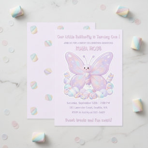 Invitación Cumpleaños infantil de Mariposa Sueño de Lavanda P