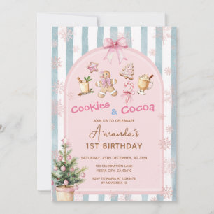 Invitación Cumpleaños infantil de Navidad con galletas y caca