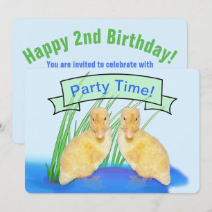 Invitación Cumpleaños infantil de patitos amarillos esponjoso