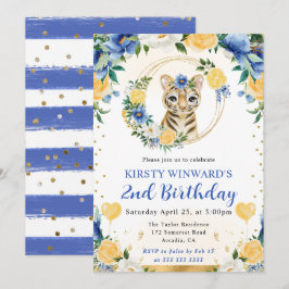 Invitación Cumpleaños infantil de tigre de jungla lindo acuar