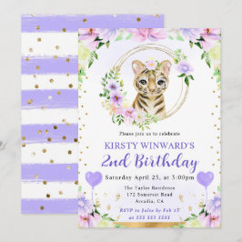 Invitación Cumpleaños infantil de tigre de jungla lindo acuar