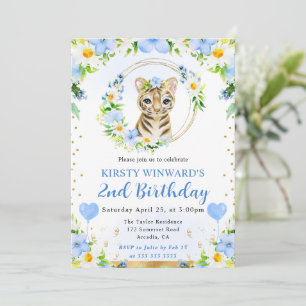 Invitación Cumpleaños infantil de tigre de jungla lindo acuar