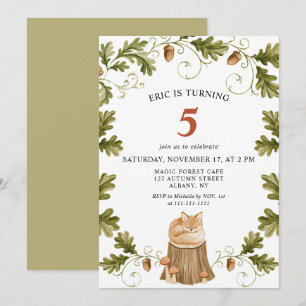 Invitación Cumpleaños infantil de zorro durmiente del bosque