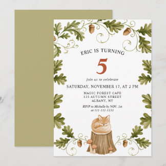 Invitación Cumpleaños infantil de zorro durmiente del bosque