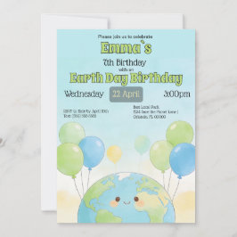 Invitación Cumpleaños infantil del Día de la Tierra