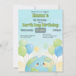 Invitación Cumpleaños infantil del Día de la Tierra