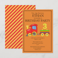Cumpleaños infantil del tren rojo amarillo naranja