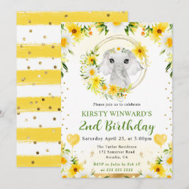 Invitación Cumpleaños infantil elefante de jungla lindo acuar