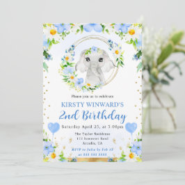 Invitación Cumpleaños infantil elefante de jungla lindo acuar