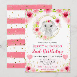 Invitación Cumpleaños infantil elefante de jungla lindo acuar