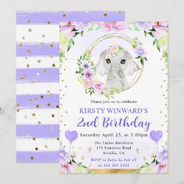 Invitación Cumpleaños infantil elefante de la jungla lindo ac