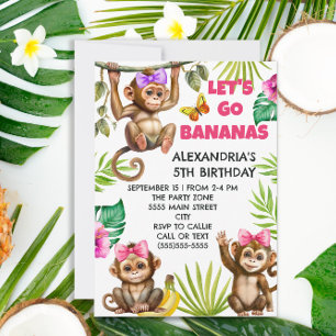 Invitación Cumpleaños infantil en la selva del mono divertido
