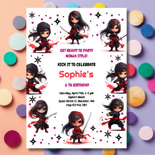 Invitación Cumpleaños infantil estilo ninja
