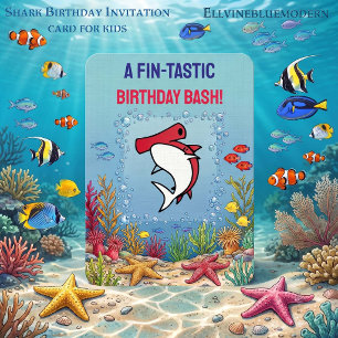 Invitación Cumpleaños infantil fantástico de tiburón martillo