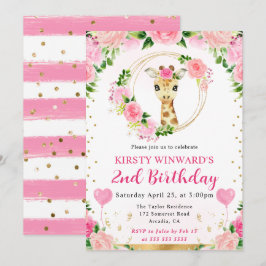 Invitación Cumpleaños infantil jirafa de la jungla linda acua