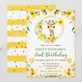 Invitación Cumpleaños infantil jirafa de la jungla linda acua