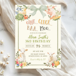 Invitación Cumpleaños infantil Mercado de agricultores Verde