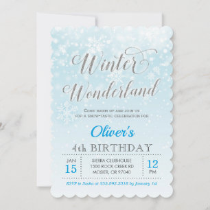 Invitación Cumpleaños Infantil Niño Copo de Nieve 
