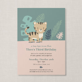Invitación Cumpleaños infantil Safari Selvático Suave Tigre P